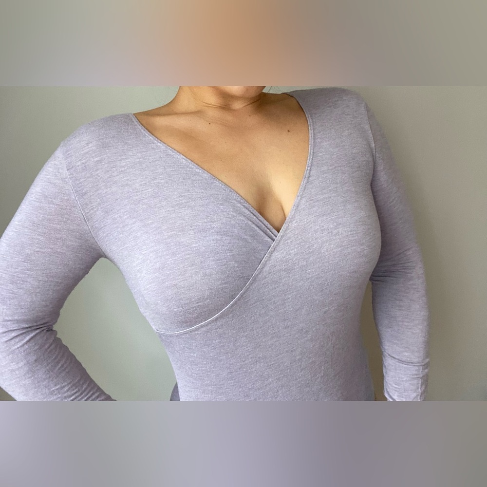 Long sleeve purple cross body suit